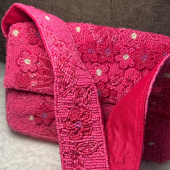 BCBGMaxAzria Pink Beaded Floral Bag - Picture 7 of 11